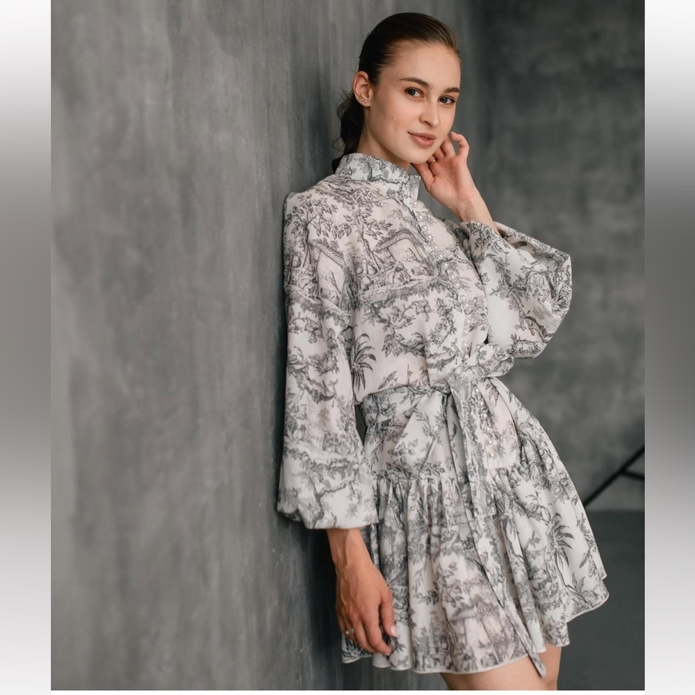 Commense Black and White Toile French Country Printed Dress